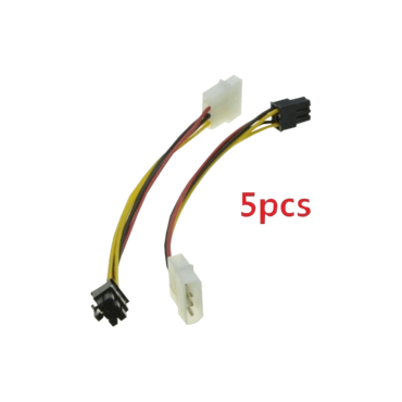 5pcs 4 Pin Molex to 6 Pin PCI-Express PCIE Video Card Power Converter Adapter Cable 18cm/7.08inch Connector