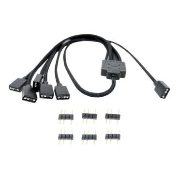 Premium Sleeved 3-Pin 1 to 5 Addressable (ARGB) Splitter Cable – 70cm Black