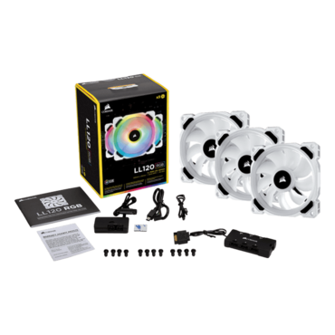 LL120 RGB White 3 x 120mm, w/ Lighting Node PRO, 2200 RPM, 63 CFM, 36 dBA, Cooling Fans