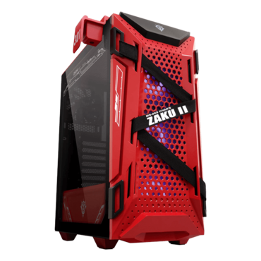 TUF Gaming GT301 ZAKU II EDITION, Tempered Glass, No PSU, ATX, Red/Black Mid Tower Case