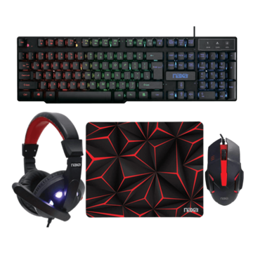 4-In-One (NG-5001A), RGB, Wired, Black, Membrane Gaming Keyboard & Mouse