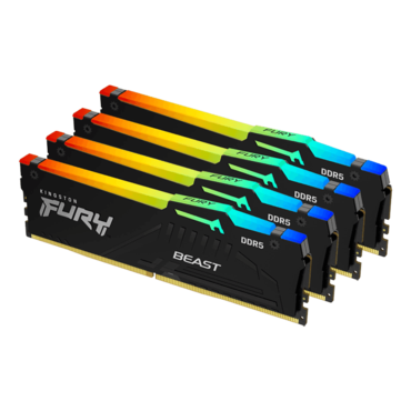 64GB (4 x 16GB) FURY Beast DDR5 6000MT/s, CL40, Black, RGB LED, DIMM Memory