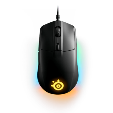 Rival 3, 3 RGB Zones, 8500-dpi, Wired, Black, Optical Gaming Mouse