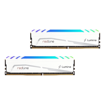 32GB (2 x 16GB) Redline Lumina White DDR5 6400MT/s, CL30, White, RGB LED, DIMM Memory