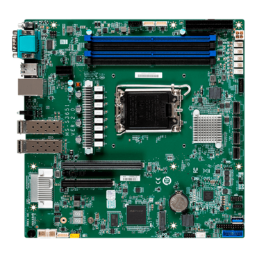 D1505 (D1505GB2N-25G-HE), Intel® C266, LGA 1700, DDR5-4800 128GB ECC/non-ECC UDIMM / 4, VGA, M.2, USB 3.2 Gen1 / 4, SlimSAS 4i / 4, 25GbLAN / 2, microATX Retail