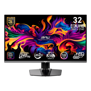 MPG 322URX QD-OLED, DisplayHDR™ 400, 31.5&quot; QD-OLED, 3840 x 2160 (4K UHD), 0.03 ms, 240Hz, Gaming Monitor