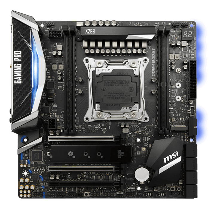 Msi X299m Gaming Pro Carbon Ac X299 Chipset Socket Lga 66 Microatx Motherboard Avadirect