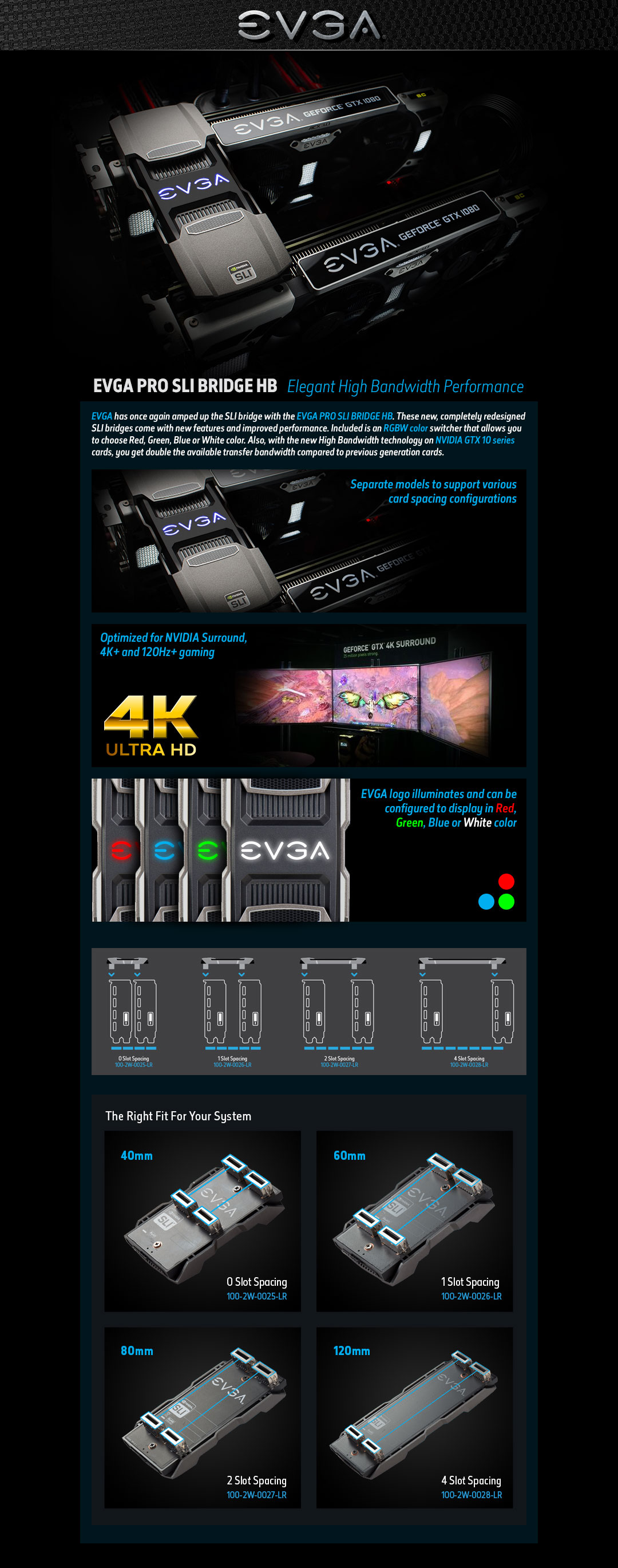 Evga Pro Sli Bridge Hb 2 Slot Spacing 80mm Avadirect